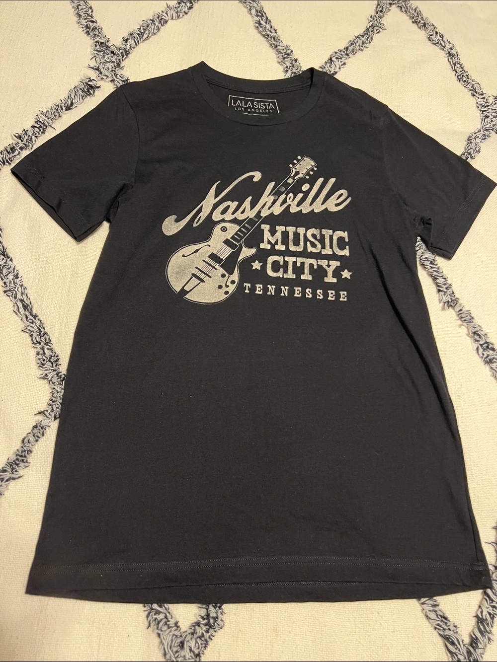 LALA SISTA Black Nashville Music City Graphic Tee Womens Size M
